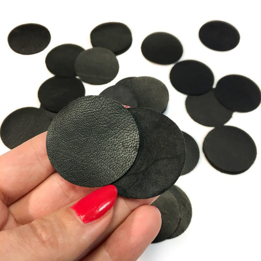 Black Genuine Lambskin Circles / 4 sizes / 30 Pcs Per Pack