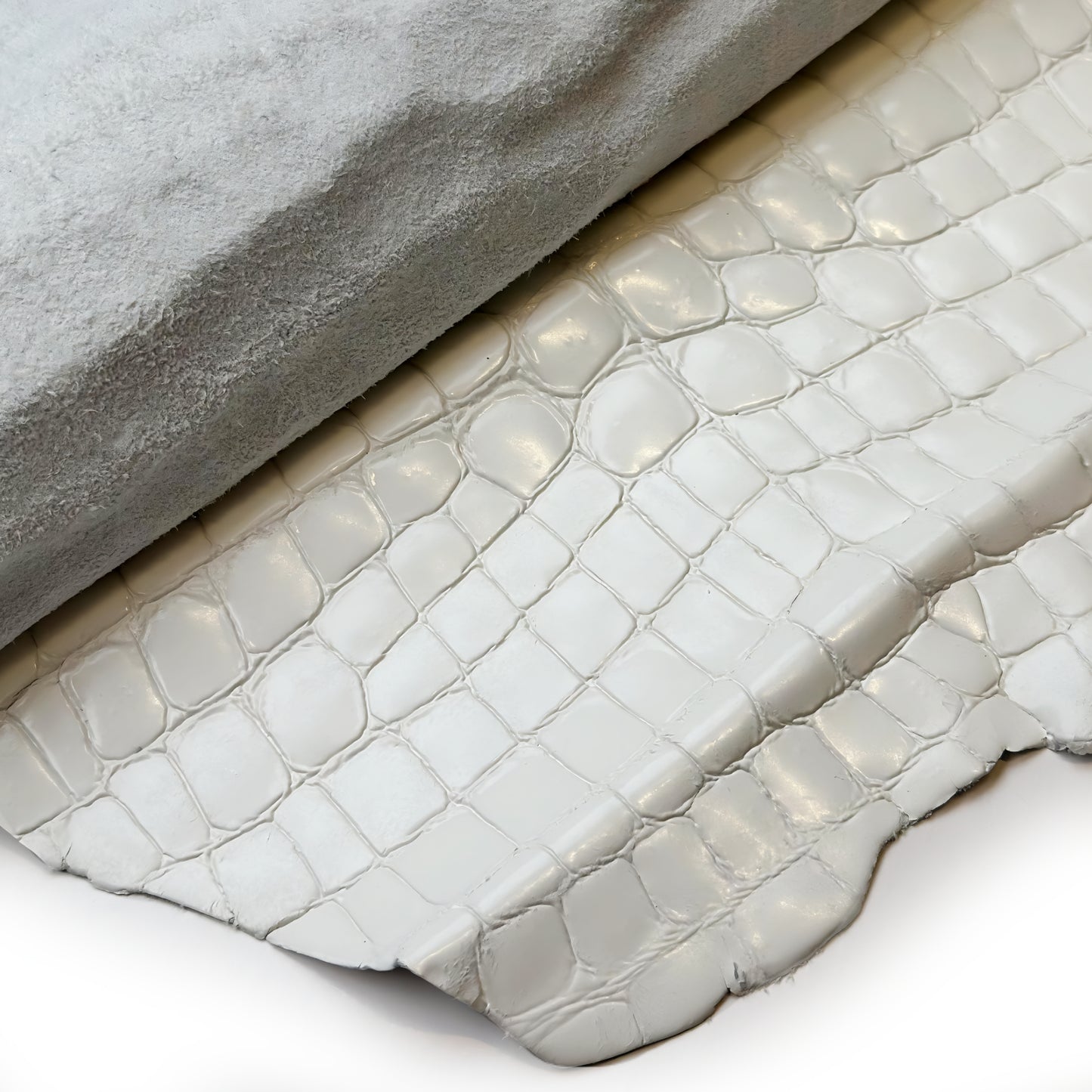 White Patent Lambskin With Crocodile Print 1.1-1.2mm WHITE CROCO 1589