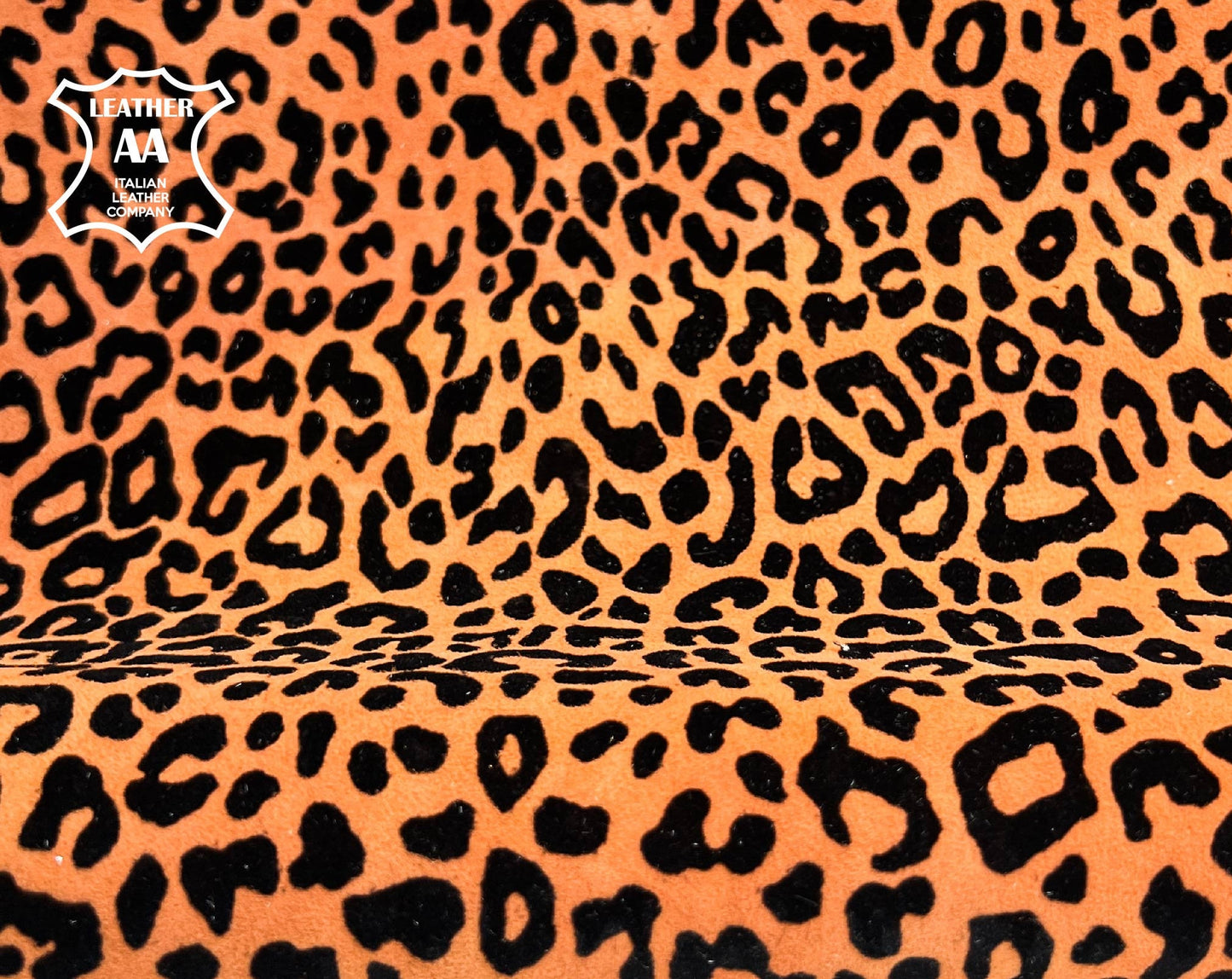 Light Orange Lambskin Suede With  Leopard Print 0.8-1.2mm/2-3oz