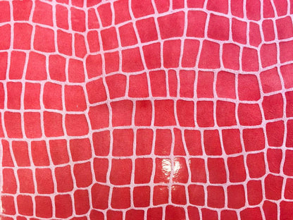 Red White Lambskin With Snake Print 0.5mm/1.4oz / RED SNAKE 447
