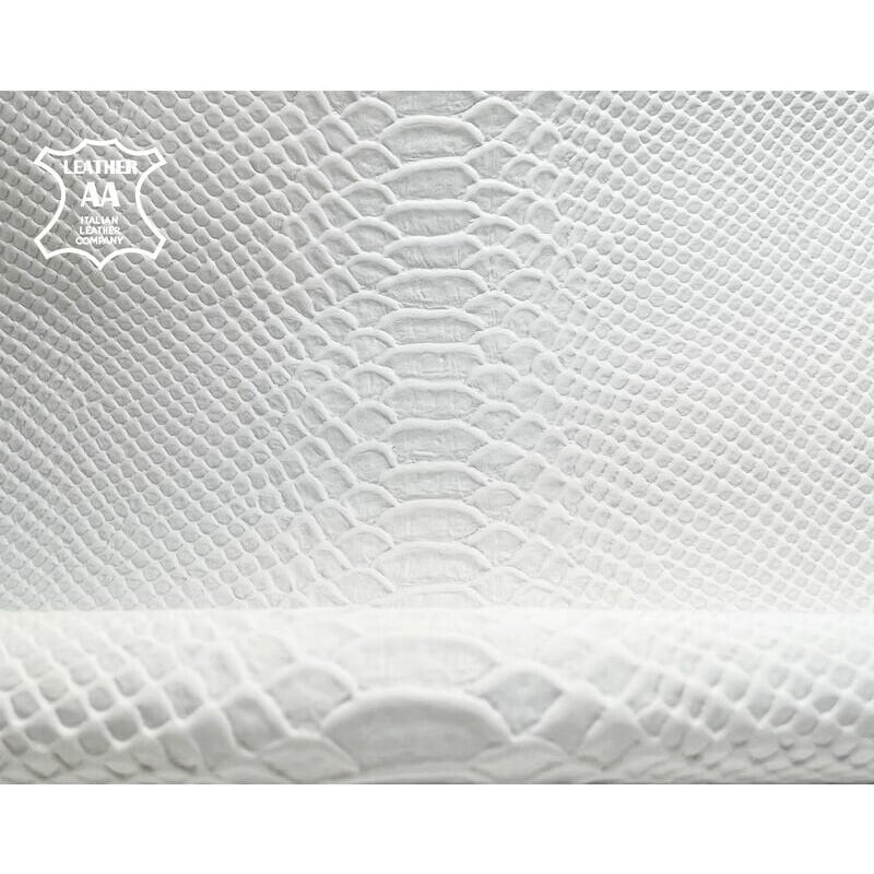 White Lambskin With Snake Print 0.9mm/2.25oz WHITE SNAKE 1184