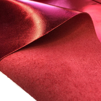 Red Metallic Lambskin Leather Hides 0.8mm/2oz RUBY RED