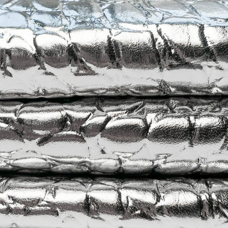 Metallic Silver Crocodile Print Lambskin 0.6mm/1.5oz / SILVER CROCODILE 1017