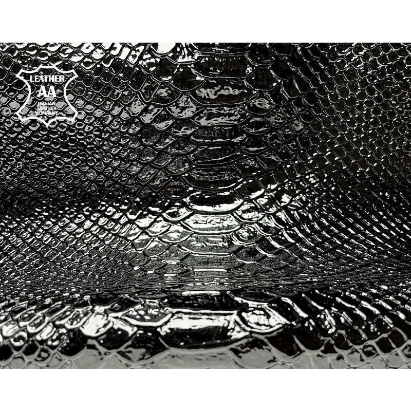 Black Patent Lambskin With Snake Print 1.0mm/2.5oz PATENT SNAKE 1036