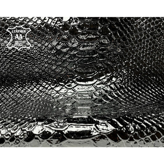 Black Patent Lambskin With Snake Print 1mm/2.5oz PATENT SNAKE 1036