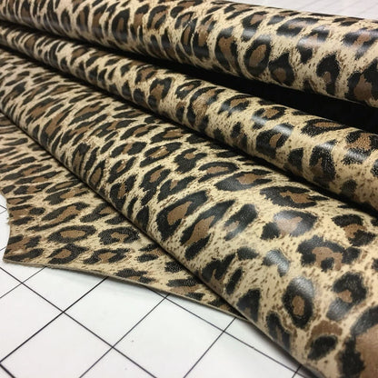 Brown Lambskin Leather With Print 1.0mm/2.5oz / LEOPARD 695