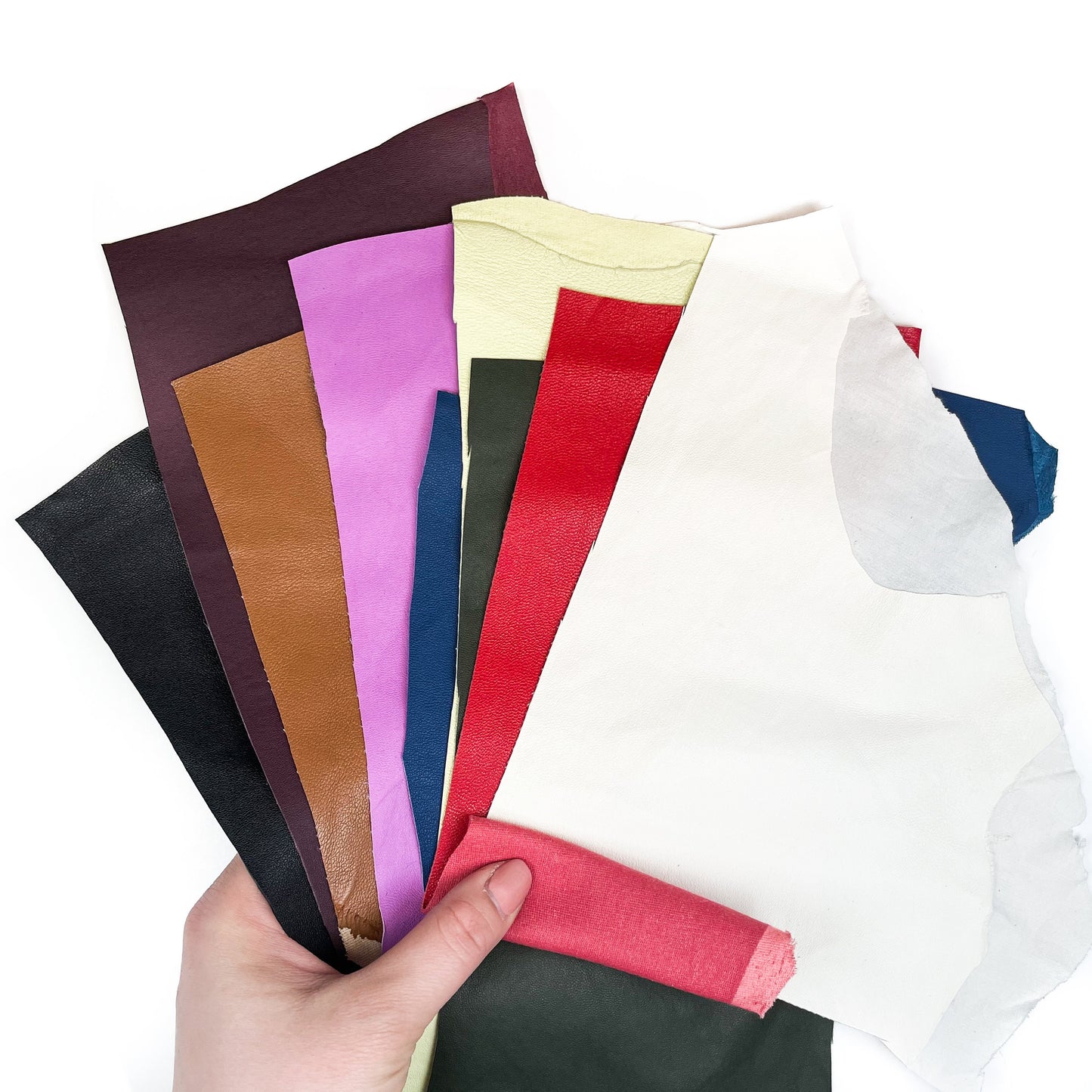 Stretch Leather Scraps Mix Thin Elastic Fabric On Cotton Colorful Leather