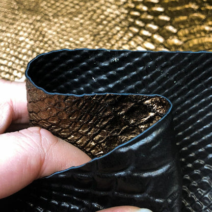 Metallic Bronze Lambskin With Snake Print 0.8mm/2oz / BRONZE SNAKE 1040