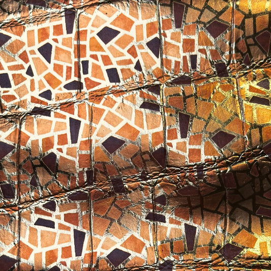 Gold Mosaic Print Lambskin With Print 0.8mm//2oz DIY Projects 1652