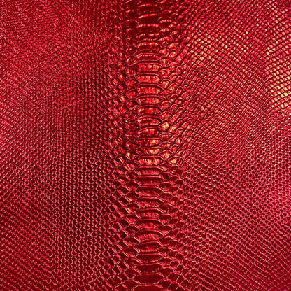 Red Metallic Lambskin Hides With Snake Print 0.7mm/1.75oz / RUBY SNAKE 1182