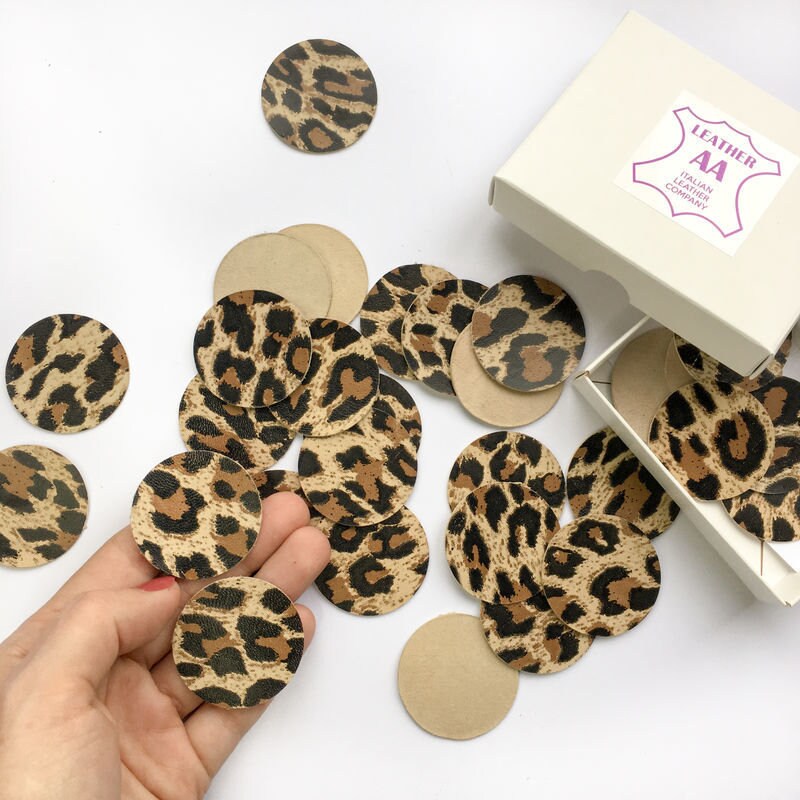 Leopard Real Lambskin Circles / 4 sizes / 30 Pcs Per Pack