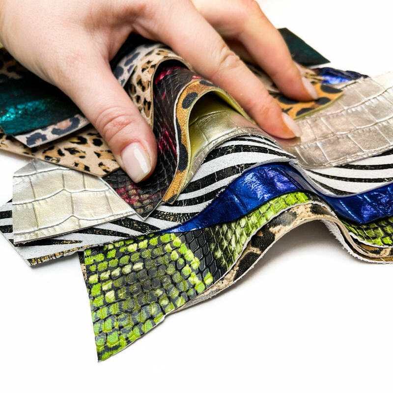 Animal Print Lambskin / Surprise Scraps / All Size Pre-cut DIY Sample Mix