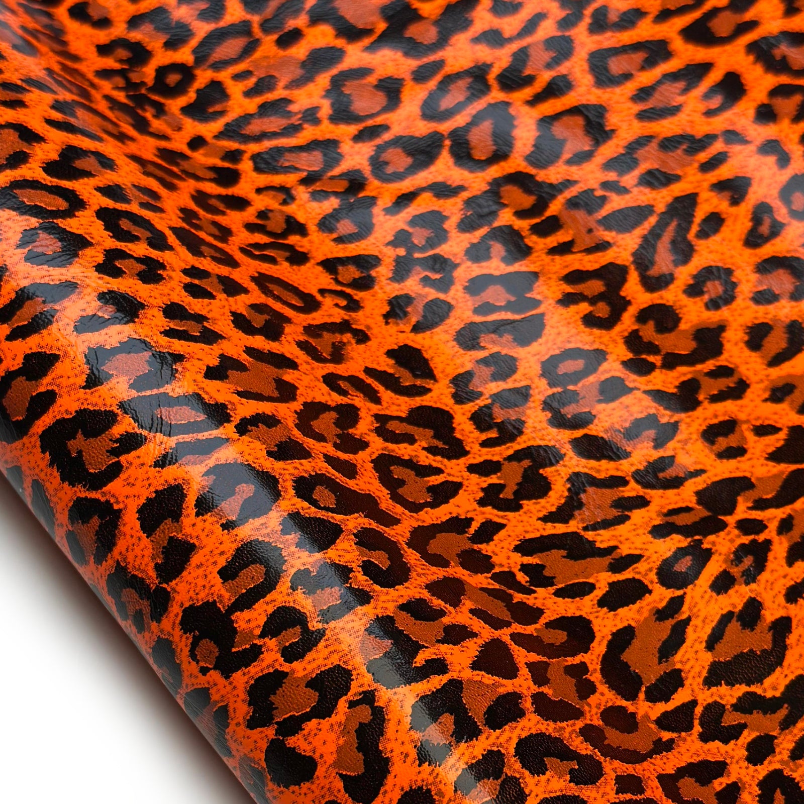 Shiny Orange Lambskin Leather With Print 0.7-0.8mm//1.75-2oz ORANGE LEO 1606