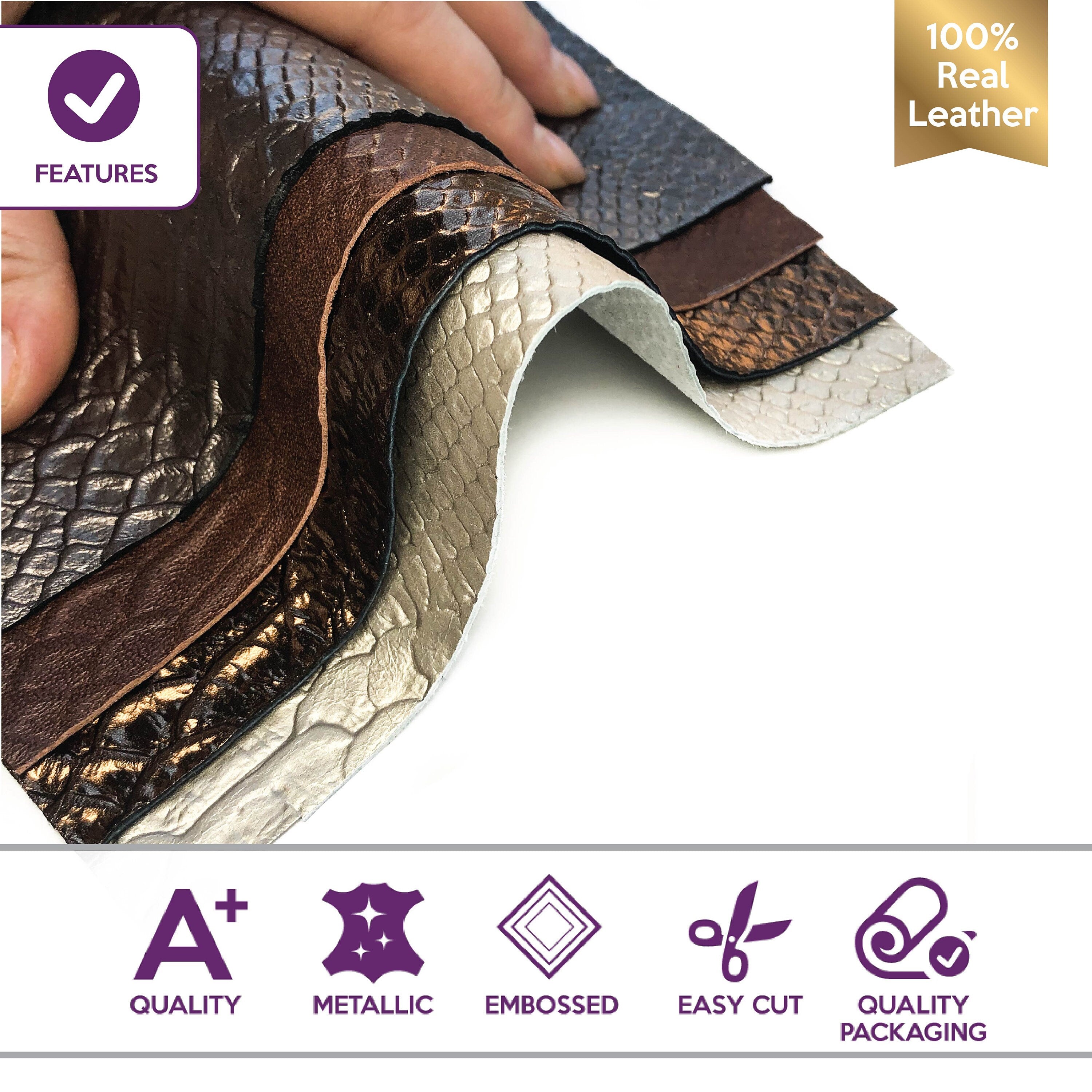 Brown Snake Mix Leather Sheets 8x10in