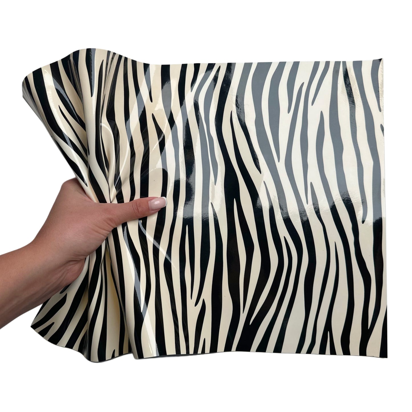 Zebra Print Lambskin Patent Leather Sheets 0.7mm/1.75oz ZEBRA 848
