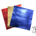 Three Metallic Leather Pieces 5x5in - Blue, Gold, Red Thin