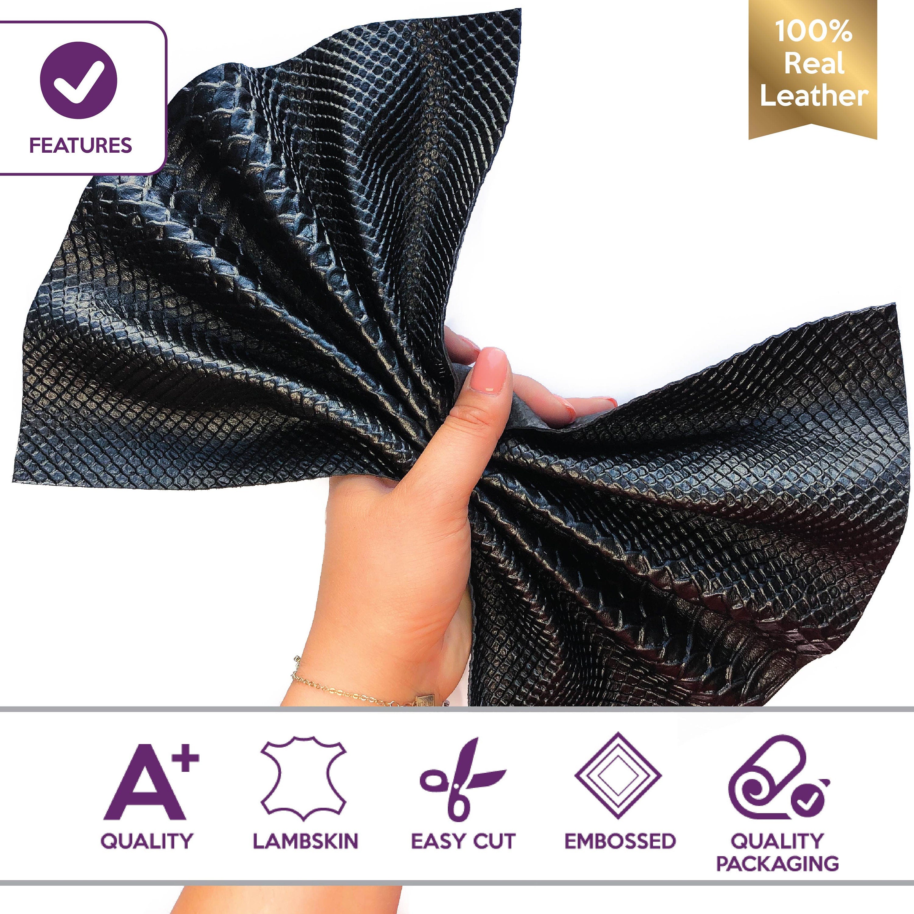 Black Leather  Sheets With Print 0.7mm/1.75oz / BLACK SNAKE 598