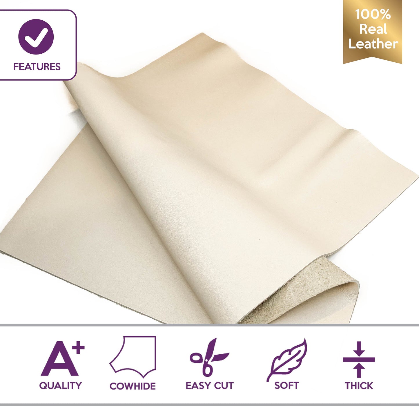 Milk White Calfskin Sheets 1.3mm/3.25oz / CREAM WHITE CALF