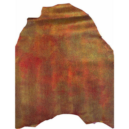 Metallic Red Lambskin With Lizard Print 1mm/2.5oz / RED LIZARD 1238
