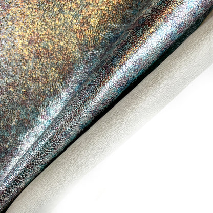 Metallic Silver Blue And Purple Crunchy Lambskin 1.-1.2mm/2.5-3oz SPARKLY CONFETTI 1503