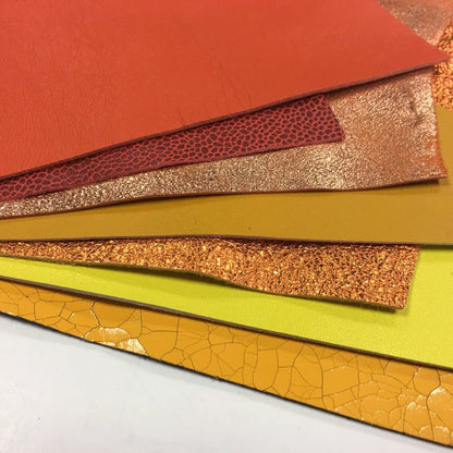 Yellow And Orange Scraps Off Cut Mix Real Leather Renmants