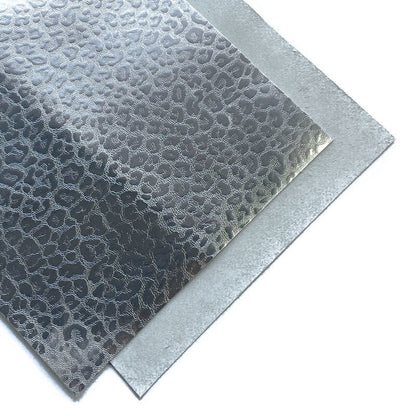 Silver Lambskin Sheets With Print 0.8mm/2oz / SILVER LEOPARD 765