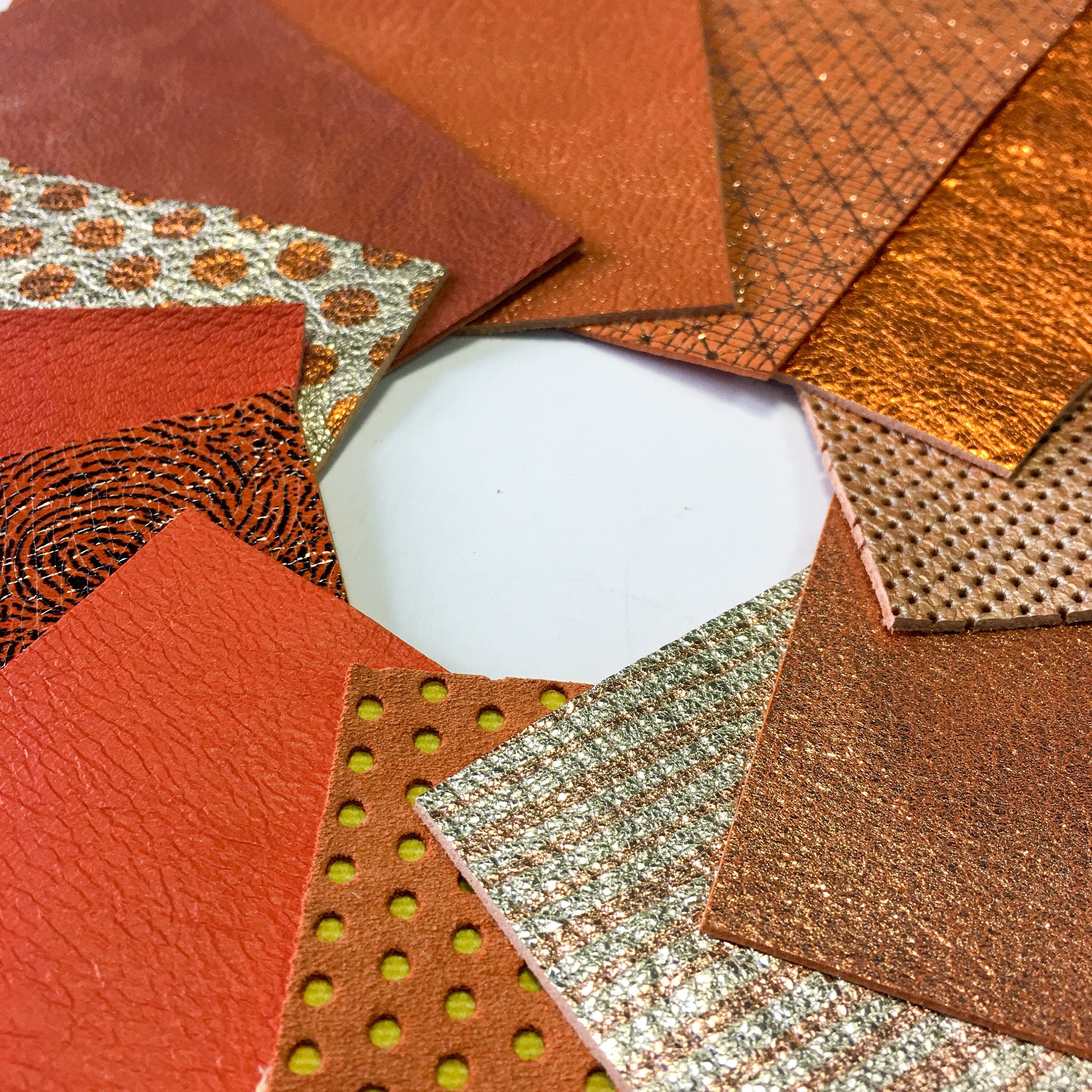 Orange Mix Shades 5x5in Genuine Leather  4 or 8 mix pcs
