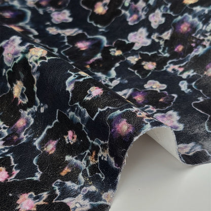 Floral Print Dark Blue And Black Lambskin 0.7-0.8mm/1.75-2oz BLUE FLORAL 1552