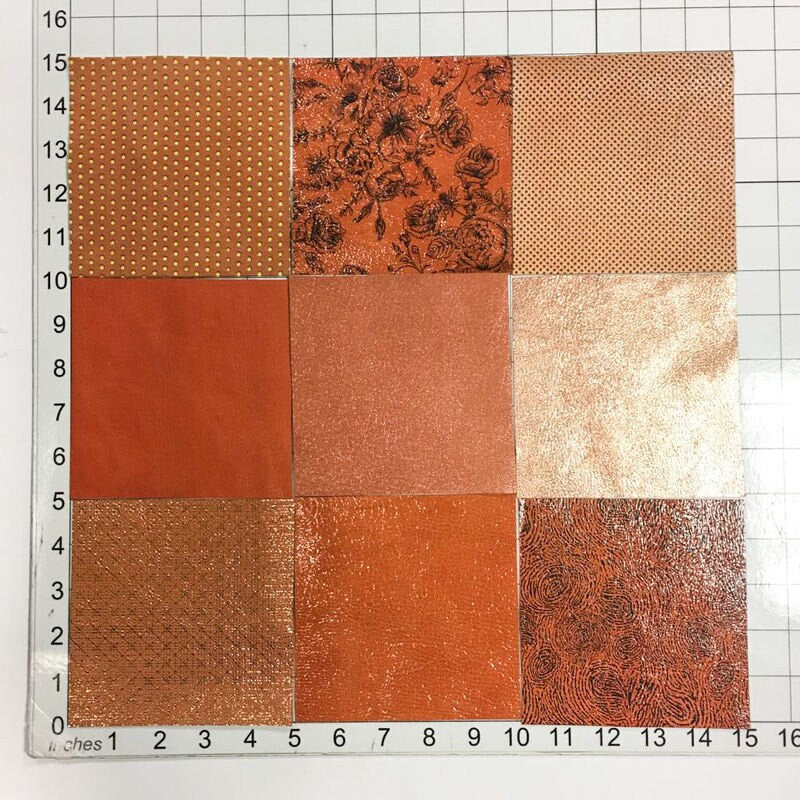 Orange Mix Shades 5x5in Genuine Leather  4 or 8 mix pcs