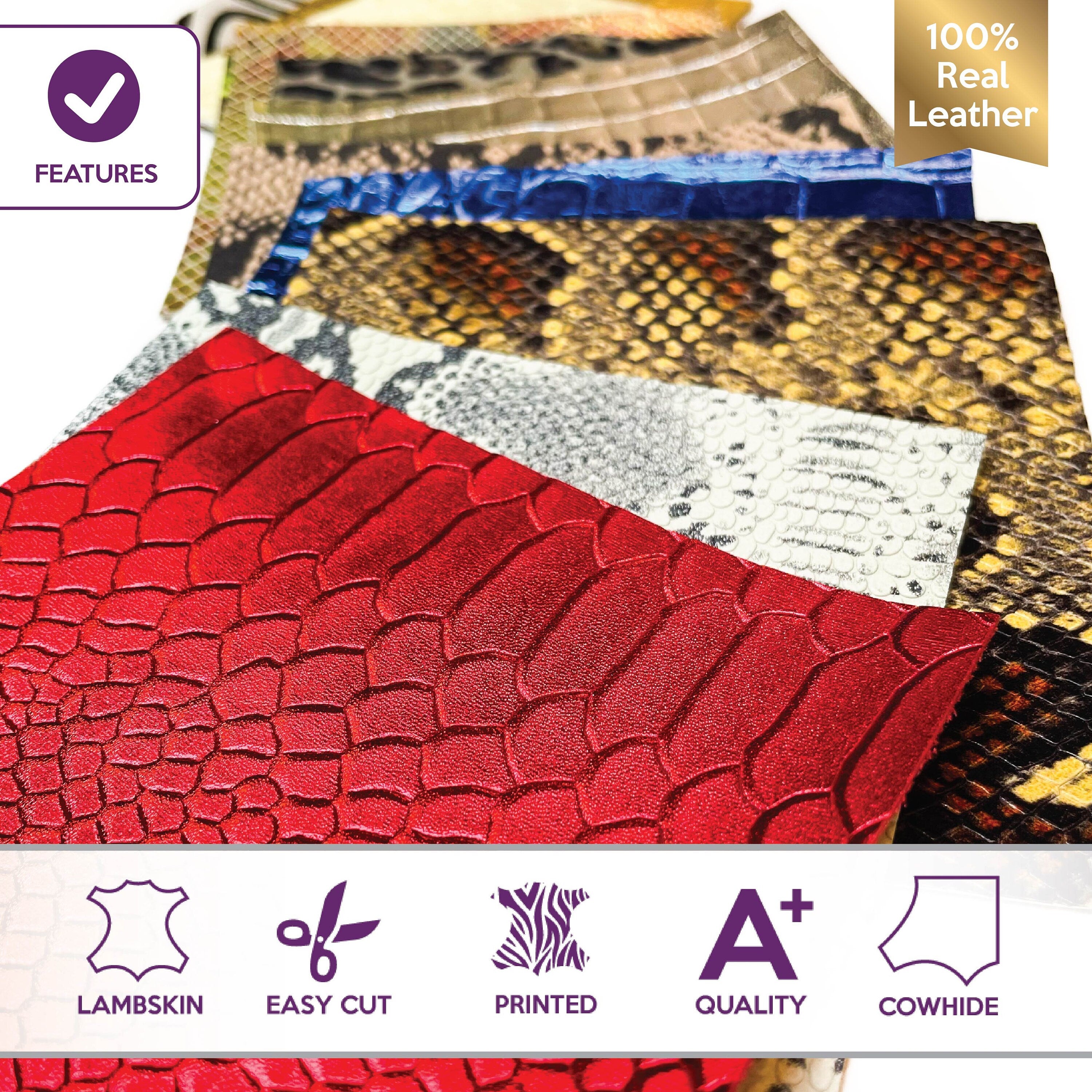 Safari Set Mix 6x6in Genuine Animal Print Leather Five Pieces