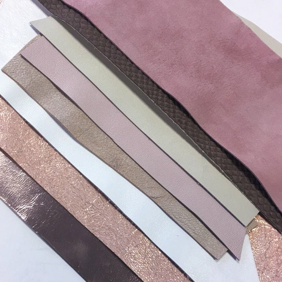 Beige, White And Pink Leather Mix Scraps