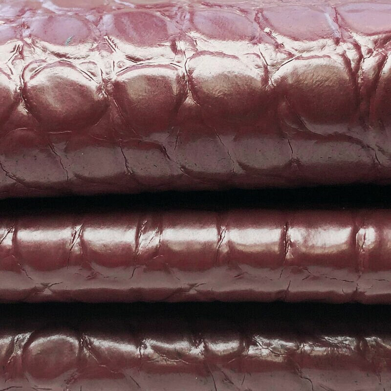 Dark Red Lambskin With Crocodile Print 0.6mm/1.5oz / ANDORRA CROCODILE 1018