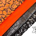 Embossed Black & Neon Orange Printed Lambskin Bundle of 4 Hides