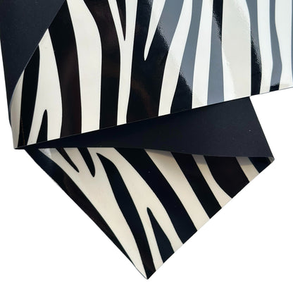 Zebra Print Lambskin Patent Leather Sheets 0.7mm/1.75oz ZEBRA 848