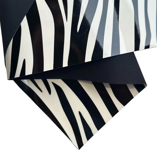 Zebra Print Lambskin Patent Leather Sheets 0.7mm/1.75oz ZEBRA 848