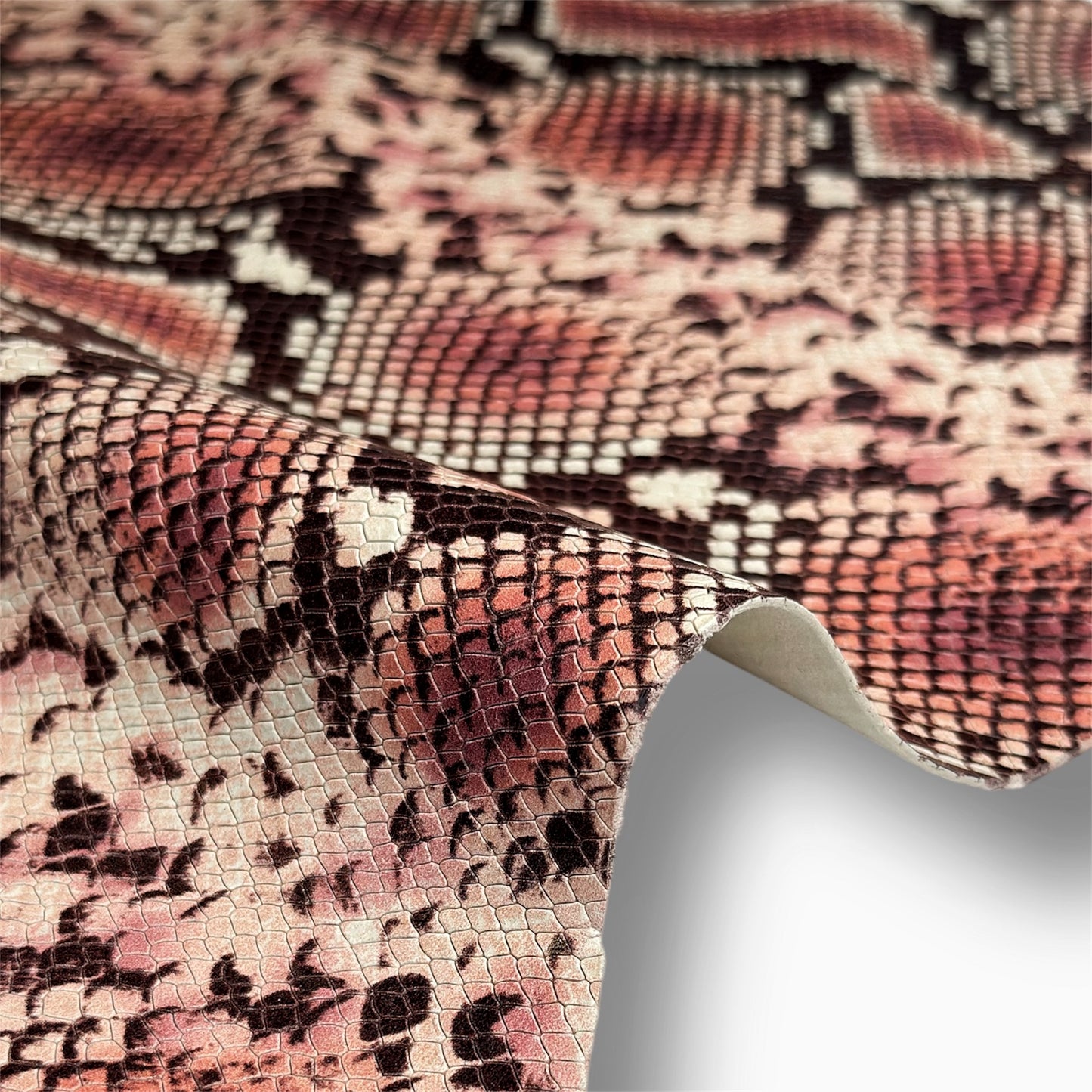 Pink Snake Print On Lambskin  7 - 8 sqft Hides Thick 1-1.1mm/2.5-2.75oz PINK SNAKE 1541