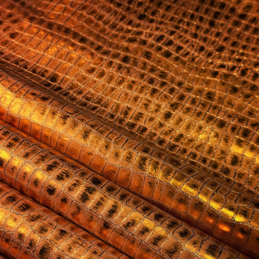 Orange Metallic Lambskin With Crocodile Print 1mm/2.5oz ORANGE CROCO 1536