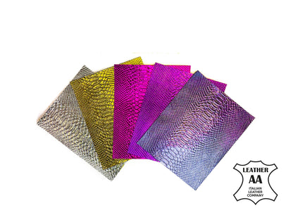 Royal Viola Mix Lambskin  8x10in Sheets with Snake Print 2oz/0.8mm