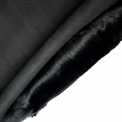 Shiny Black Italian Shearling Hides  Warm Double Sided Skins 1m/2.5oz BLACK KANGAROO 1068