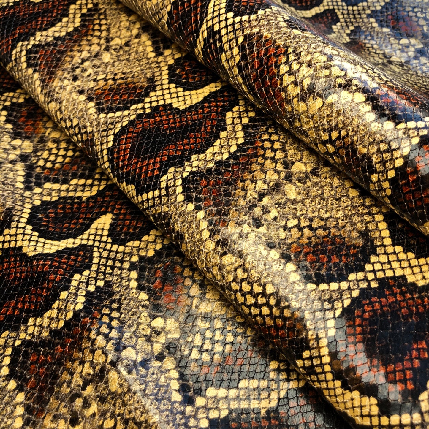 Realistic Snake Print Lambskin Leather With Embossed Scales Bundle of 7 Full Skin