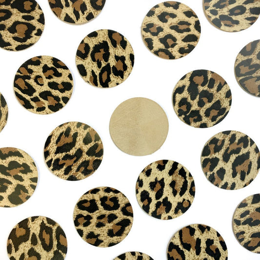 Leopard Real Lambskin Circles / 4 sizes / 30 Pcs Per Pack