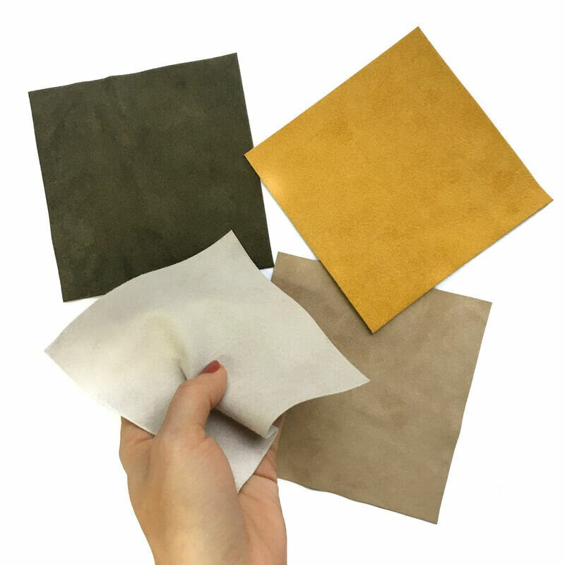 Suede Set 5x5in Genuine  Leather 4 pcs - Yellow,Green,White,Beige