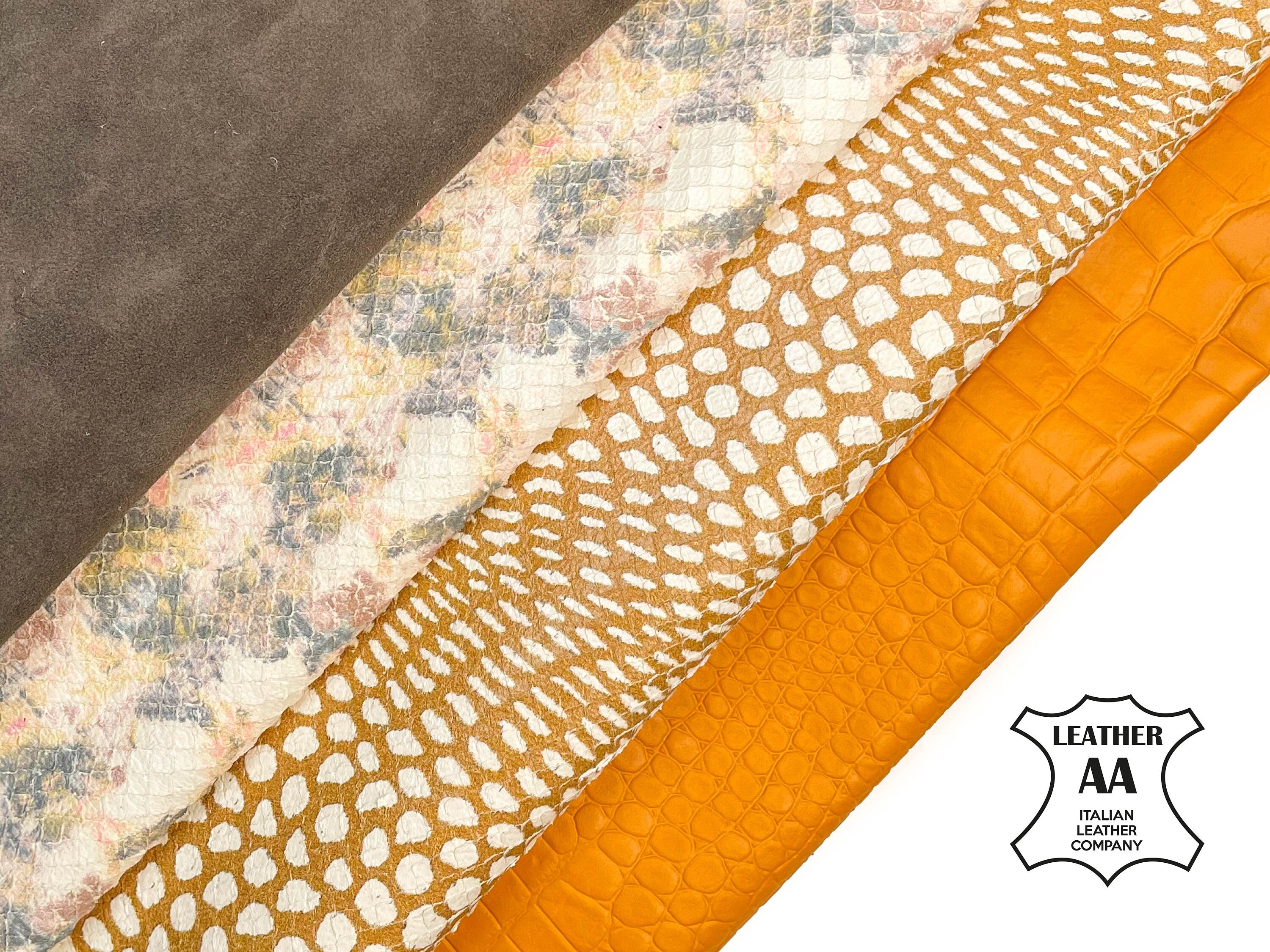 Unique Laser Cut & Snake Print Yellow Texture Soft Lambskin Bundle of 4