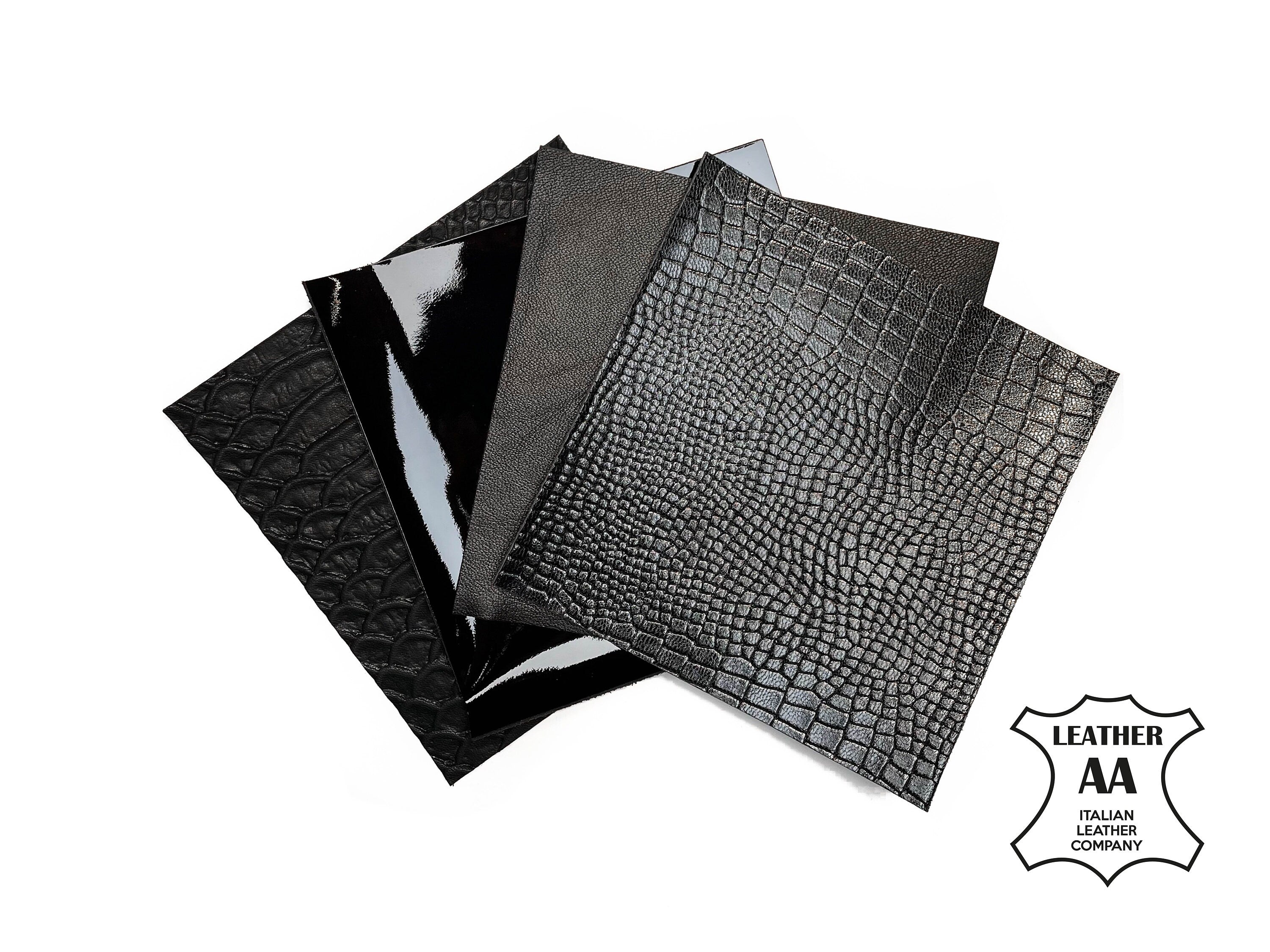 Black Set 5x5in Four Genuine Black Leather Pieces