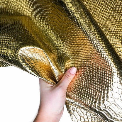 Gold Lambskin Leather With Snake Print 0.9mm/2.25oz / GOLD SNAKE 1042