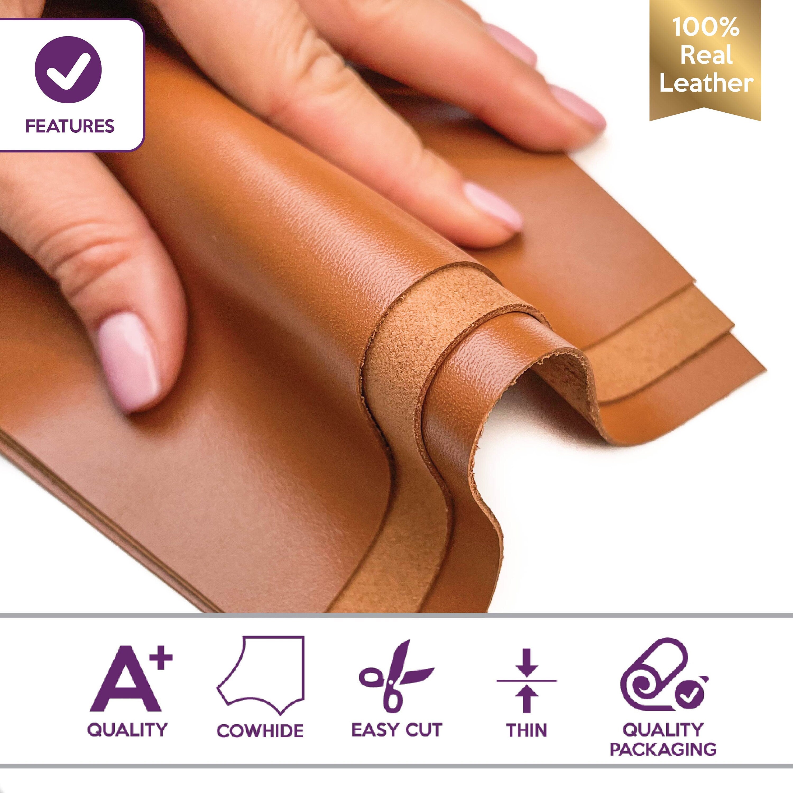 Brown Leather Calfskin Sheets 1.0mm/2.5oz / CARAMEL CAFE 1395