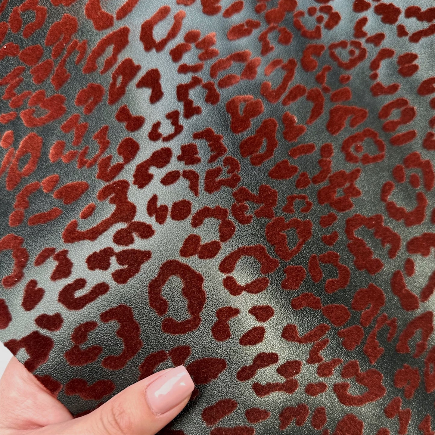 Red Velvet Leopard Print Lambskin  0.9-1mm // 2.25 - 2.5oz VELVET LEO 1546