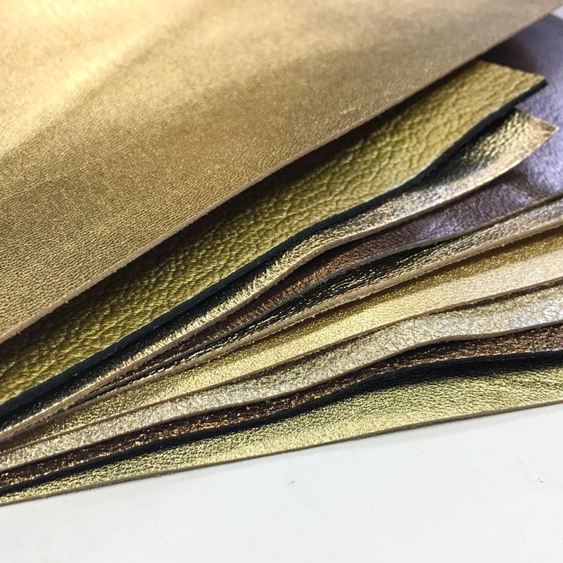 Metallic Leather Scrap Mix / Genuine Lambskin Leather for Crafting