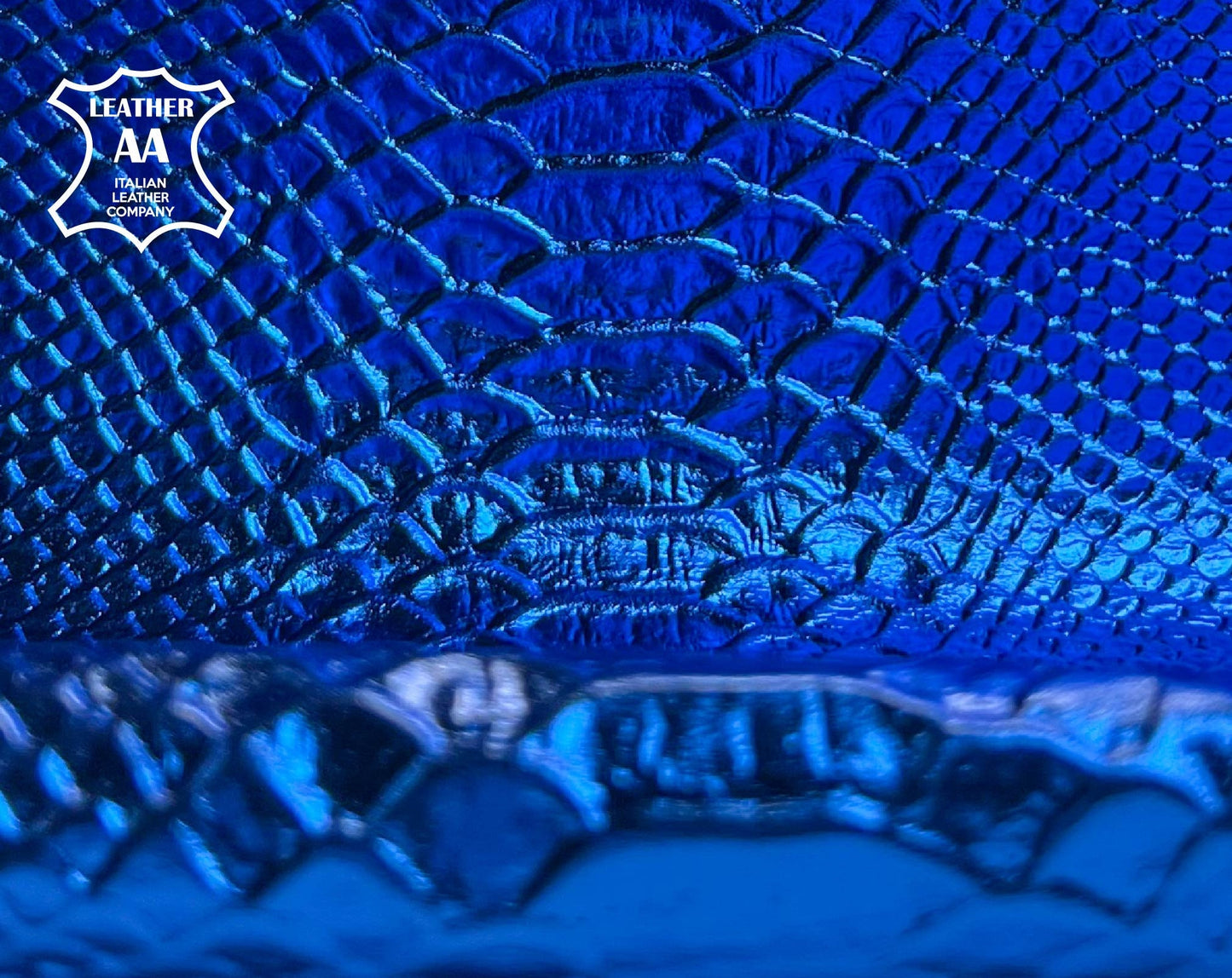 Royal Blue Metallic Lambskin With Snake Print 0.4-0.6mm/1-1.5oz / ROYAL BLUE SNAKE 1412