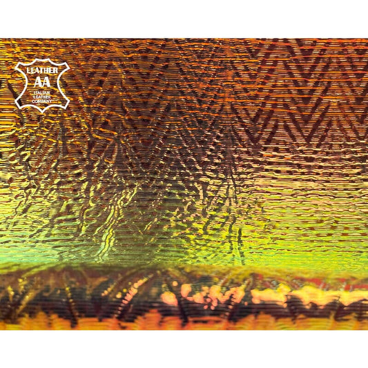 Holographic Lambskin Leather With Unique Zig-Zag Print 1.2mm/3oz / HOLO ZIG-ZAG 1145